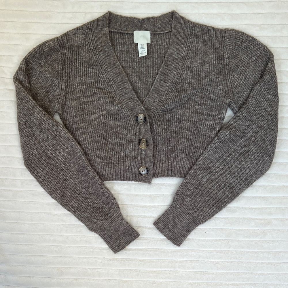 H&M Brown Cropped Cardigan Sweater